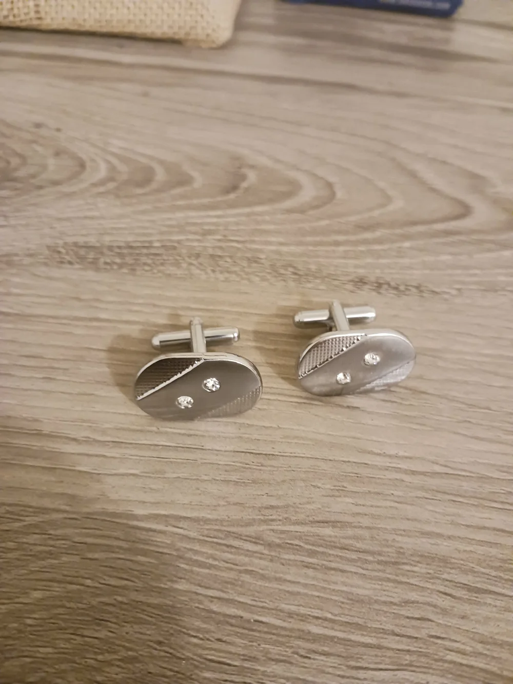 Stunning Silver Tone Crystal Vtg Swank Oval Cuff Links Pair